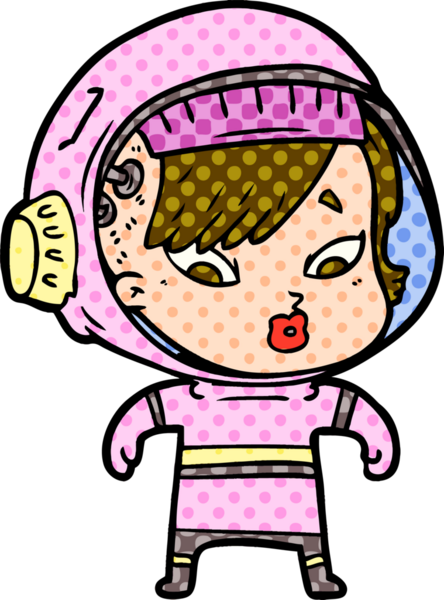 Bir insan tarafından çizilmiş astronot kadın.