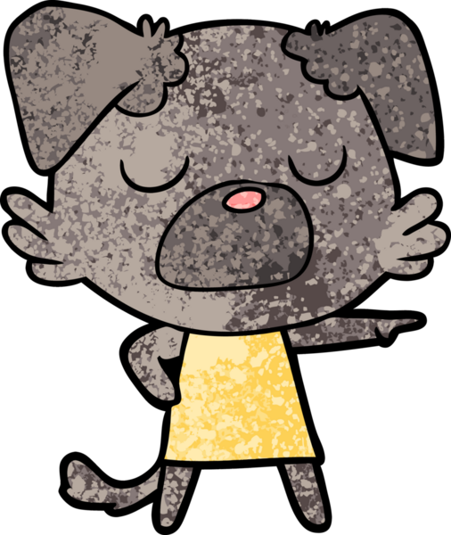 Bir insan tarafından çizilmiş çizgi film köpeği.