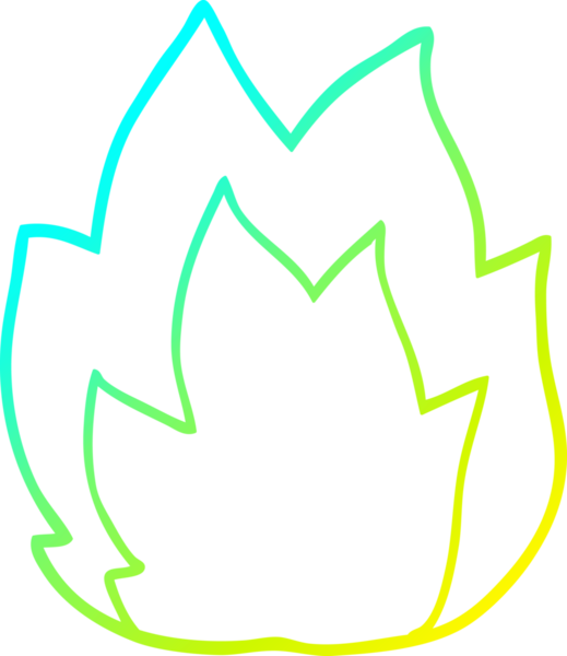 Bir insanın çizdiği çizgi film alevinin soğuk gradyan çizgisi.