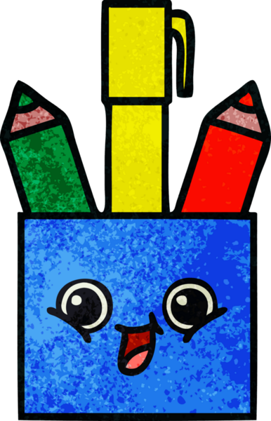 Bir insan tarafından çizilmiş bir kalem tenceresinin retro grunge desen karikatürü