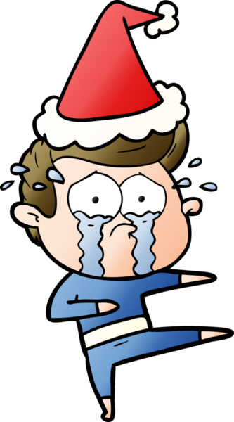 Bir insan tarafından çizilmiş Noel Baba şapkası giymiş ağlayan bir dansçının gradyan çizimi.