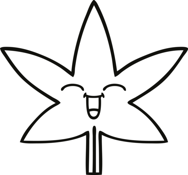 Bir insan tarafından çizilmiş marihuana yaprağının çizgi çizimi