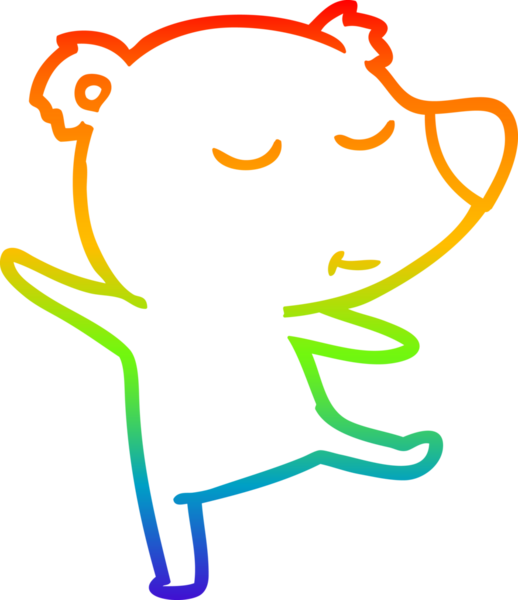 Gökkuşağı gradyanı çizimi mutlu bir çizgi film ayısı insan tarafından çizilmiş.