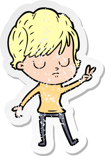 Bir insan tarafından çizilmiş karikatür bir kadının sıkıntılı çıkartması.