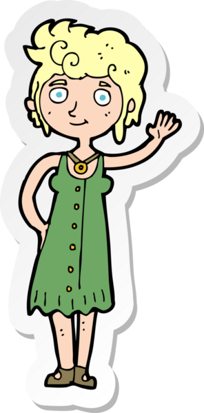 Bir insan tarafından çizilen hippi bir kadının çıkartması.