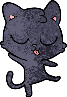 Bir insan tarafından çizilmiş çizgi film kedisi.