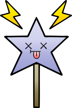 Bir insan tarafından çizilmiş sihirli değneğin gölgeli çizgi filmi.