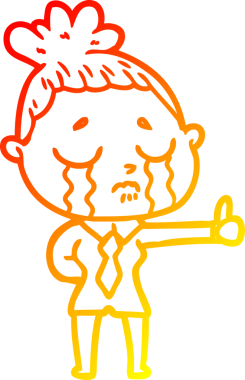 Bir insan tarafından çizilmiş, ağlayan bir iş kadınının sıcak çizgi çizimi