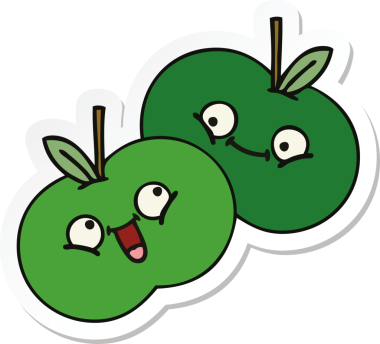 Bir insan tarafından çizilmiş şirin bir çizgi film elmasının çıkartması.