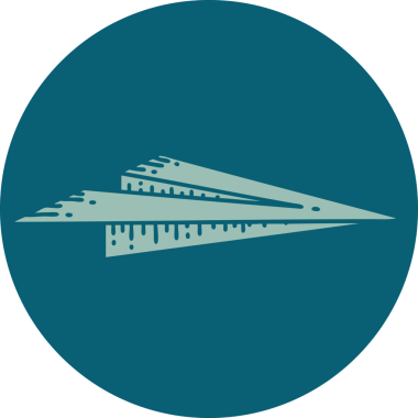 Bir insan tarafından çizilmiş kağıt bir uçağın ikonik dövme şekli