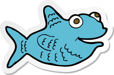 Bir insan tarafından çizilmiş mutlu balığın çıkartması.