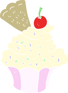 Bir insan tarafından çizilmiş kekin düz renk çizimi