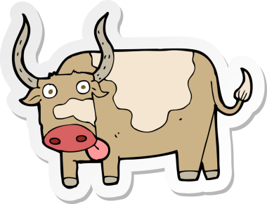 Bir insan tarafından çizilmiş bir çizgi film boğasının çıkartması.