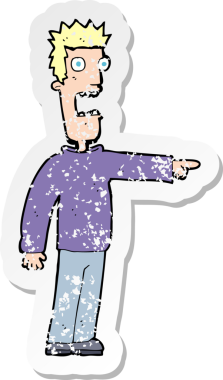 Bir insanın çizdiği korku dolu bir karikatürün gerilimli çıkartması.