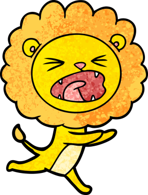 Bir insan tarafından çizilmiş koşu aslanı.