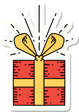 Bir insan tarafından çizilmiş dövme stili Noel hediyesi.