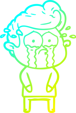 Bir insan tarafından çizilmiş ağlayan bir karikatür çizimi.