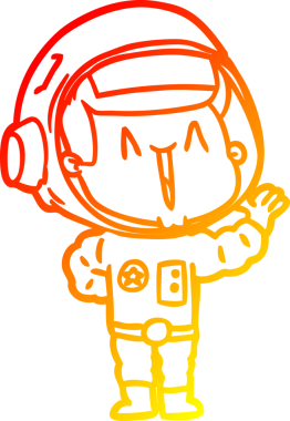 Bir insan tarafından çizilmiş şarkı söyleyen bir astronotun sıcak çizgi çizimi