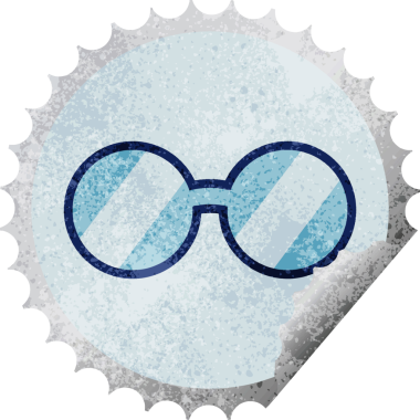 Bir insan tarafından çizilmiş grafik vektör illüstrasyon yuvarlak etiketi