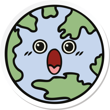 Bir insan tarafından çizilmiş şirin bir çizgi film gezegeninin çıkartması.