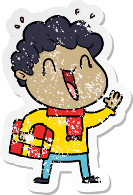 Bir insan tarafından çizilmiş mutlu bir adamın sıkıntılı çıkartması.