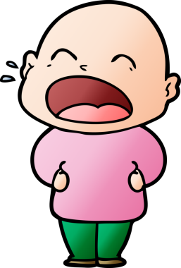 Bir insan tarafından çizilmiş kel adam diye bağıran çizgi film.