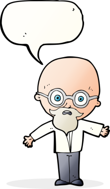 Bir insan tarafından çizilmiş konuşma baloncuğu olan dahi bir bilim adamı.