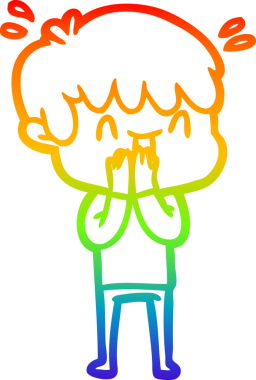 Gökkuşağının gradyan çizimi bir insan tarafından çizilmiş bir çizgi film karakteri.