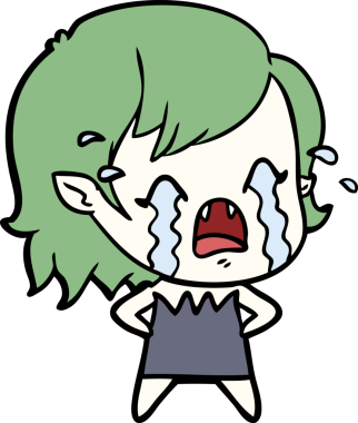 Bir insan tarafından çizilmiş ağlayan vampir kız çizgi filmi.