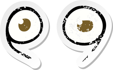 Bir insan tarafından çizilmiş karikatür gözünün gerilimli çıkartması.