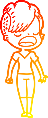 Bir insan tarafından çizilmiş havalı bir hippi kızın sıcak çizgi çizimi.