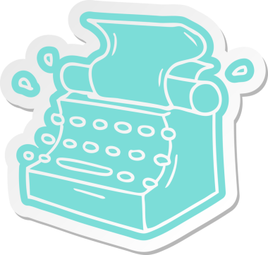 Bir insan tarafından çizilmiş eski moda daktilo etiketi.