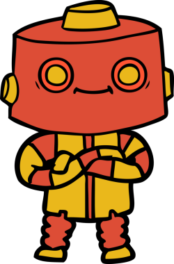 Bir insan tarafından çizilmiş çizgi film robotu