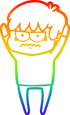 Gökkuşağı gradyan çizgi çizimi Bir insan tarafından çizilmiş bir çizgi film çocuğu