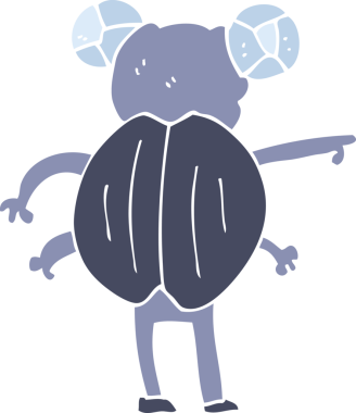 Bir insan tarafından çizilmiş böceğin düz renk çizimi