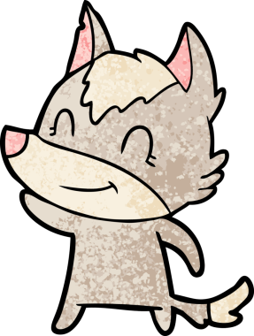 Bir insan tarafından çizilmiş dost canlısı bir kurt.