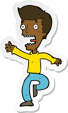 Bir insan tarafından çizilmiş bir karikatürün çıkartması.