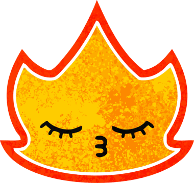 Bir insanın çizdiği ateşin retro illüstrasyon tarzı karikatürü