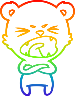 Kızgın bir çizgi film ayısının çizdiği gökkuşağı gradyanı bir insan tarafından çizilmiş.