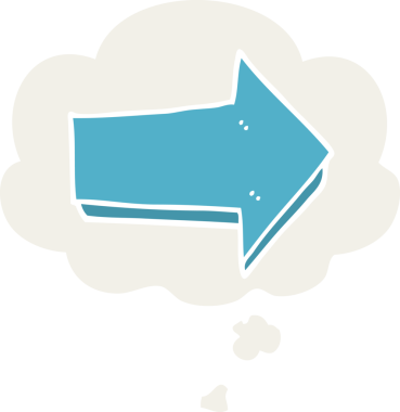 Düşünce baloncuğu olan çizgi film oku bir insan tarafından çizilmiş.