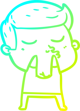 Çizgi film mankeni bir adamın insan tarafından çizilmiş soğuk gradyan çizimi.