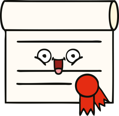 Bir insan tarafından çizilmiş şirin bir sertifika karikatürü.