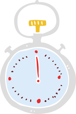 Bir insan tarafından çizilen dur saatinin düz renk çizimi