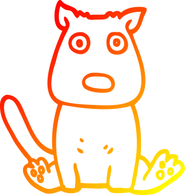 Bir insan tarafından çizilen sakin bir köpeğin sıcak çizgi çizimi