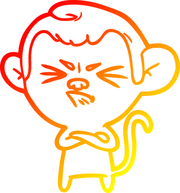 Bir insan tarafından çizilmiş kızgın bir maymunun sıcak çizgi çizimi