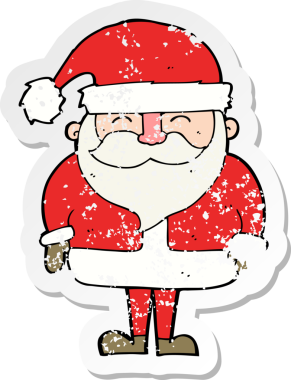 Bir insanın çizdiği Noel Baba çizgi filminin gerilimli retro çıkartması.