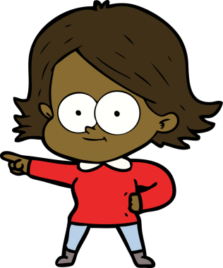 Bir insan tarafından çizilmiş mutlu çizgi film kızı.