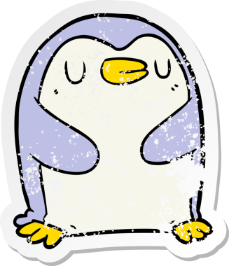 Bir insan tarafından çizilmiş karikatür pengueninin sıkıntılı çıkartması.