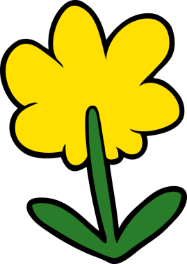 Bir insan tarafından çizilmiş karikatür çiçeği