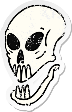 Bir insan tarafından çizilmiş bir kafatası karalaması.